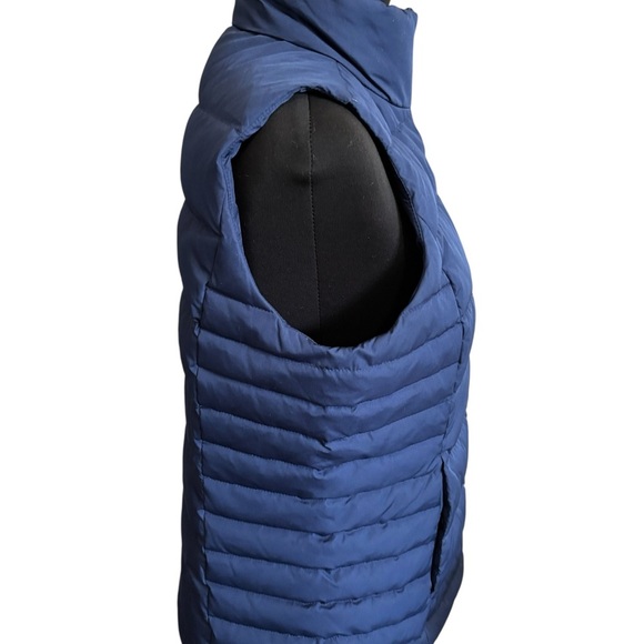 Lands' End Women's Down Puffer Vest Navy Blue S (6-8) High Neck Zip Front - Picture 4 of 11